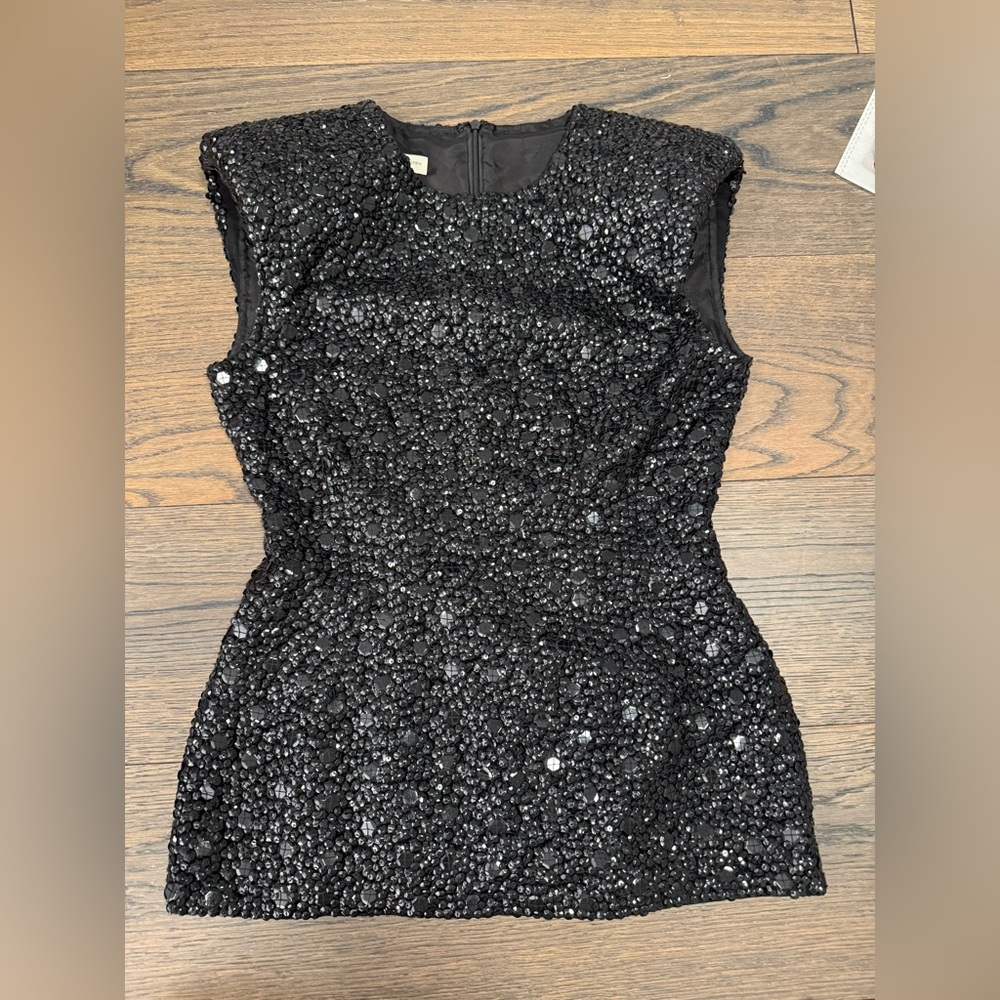 Dries van noten beaded black top sleeveless 36